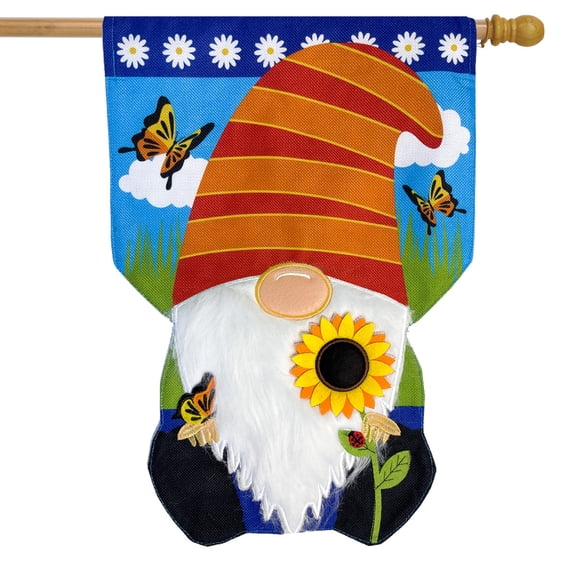 Briarwood Lane Home Sweet Home Gnome Spring Burlap House Flag