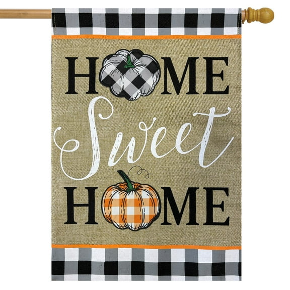 Briarwood Lane Home Sweet Home Pumpkins Burlap Fall House Flag