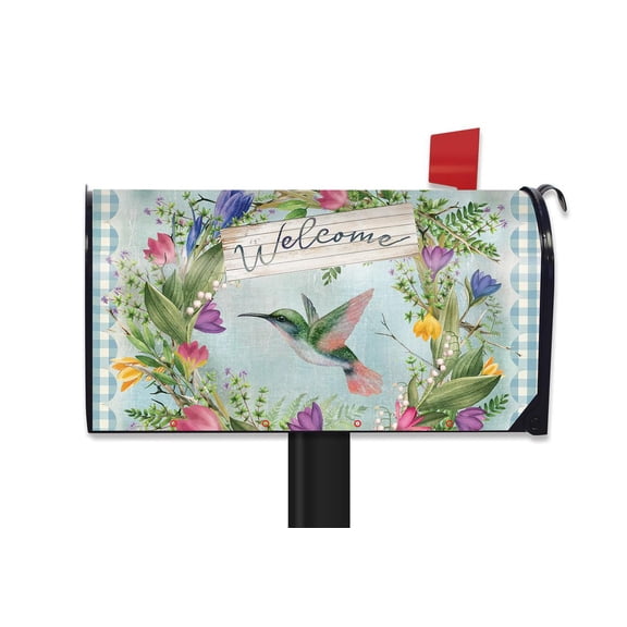 Briarwood Lane Spring Mailbox Cover - Standard Size - Hummingbird Wreath For Spring Mailbox Cover