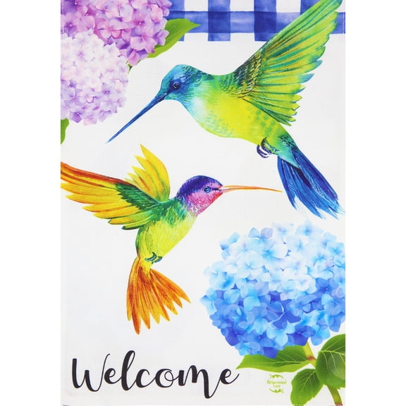 Briarwood Lane Garden Flag 12x18 For Outdoor Hummingbirds and Hydrangeas Spring Burlap For Spring Garden Flag Flags For Outside
