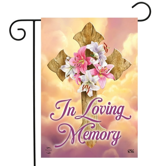 Briarwood Lane In Loving Memory Cross Bereavement Garden Flag