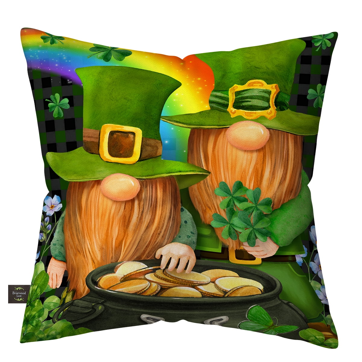 Briarwood Lane St. Patricks Day Indoor/Outdoor Pillow 17x17 Irish Gnomes For St. Patricks Day Pillow