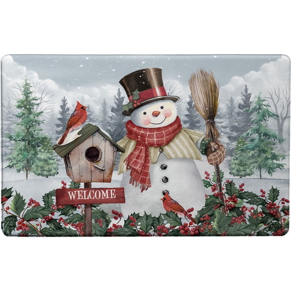 Briarwood Lane Winter Comfort Mat 30x18 Jolly Snowman Welcome For Winter Comfort Mat