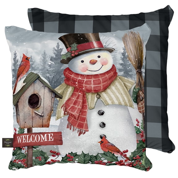 Briarwood Lane Winter Indoor/Outdoor Pillow 17x17 Jolly Snowman Welcome For Winter Pillow