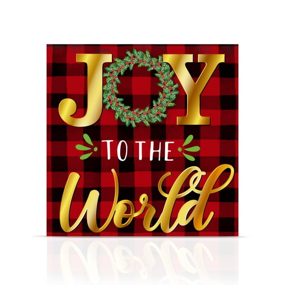Briarwood Lane Christmas Canvas Art 16x16 Joy To the World For Christmas Medium Canvas Art Medium Lighted Canvas Wall Art LED Lights Christmas Themed Decor