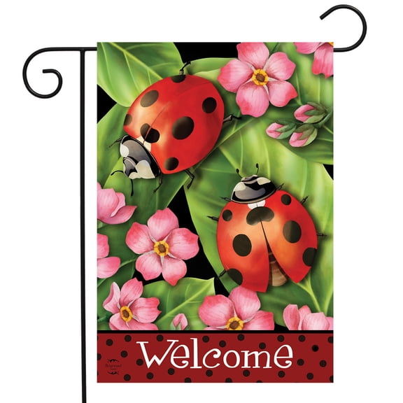 Briarwood Lane Ladybugs on Leaves Spring Garden Flag