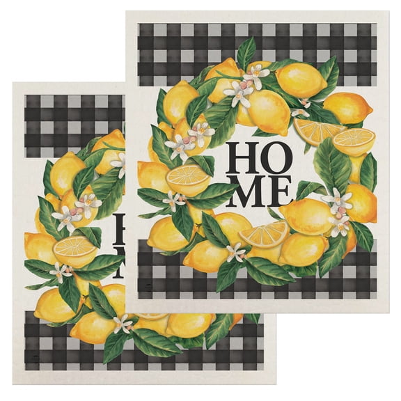 Briarwood Lane Lemon Wreath Swedish Dishcloth (2-pack)