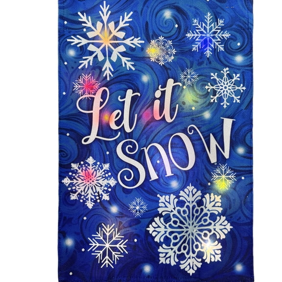 Briarwood Lane Christmas Burlap LED Garden Flag 12x18 For Outdoor Let It Snow Snowflakes LED For Christmas Garden Flag Flags For Outside