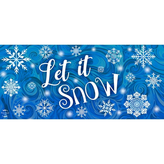 Briarwood Lane Winter Let It Snow Snowflakes Mini Mat 22x10 Indoor Outdoor For Winter Doormat