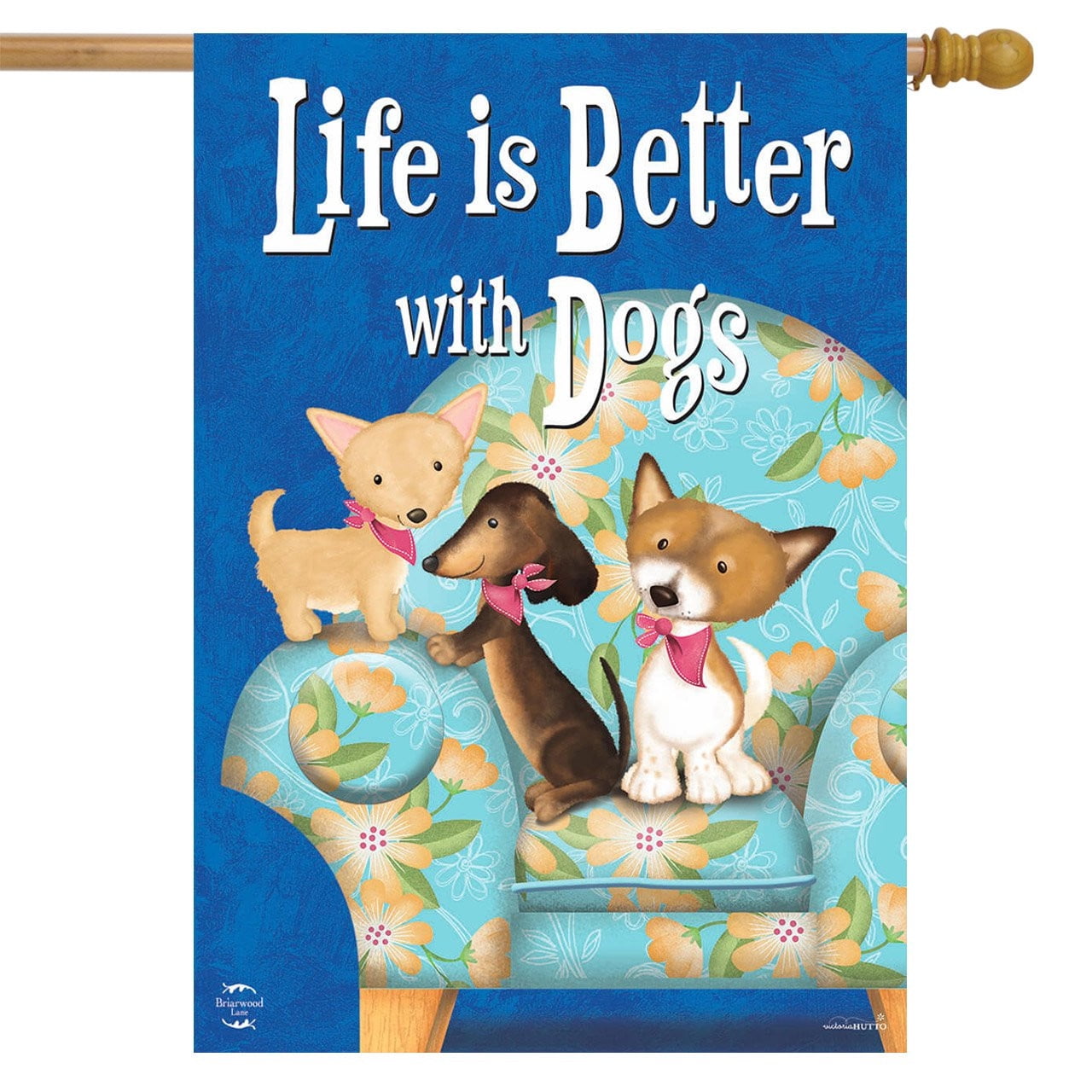 Life Is Better With Dogs Blue Polyester House Flag
