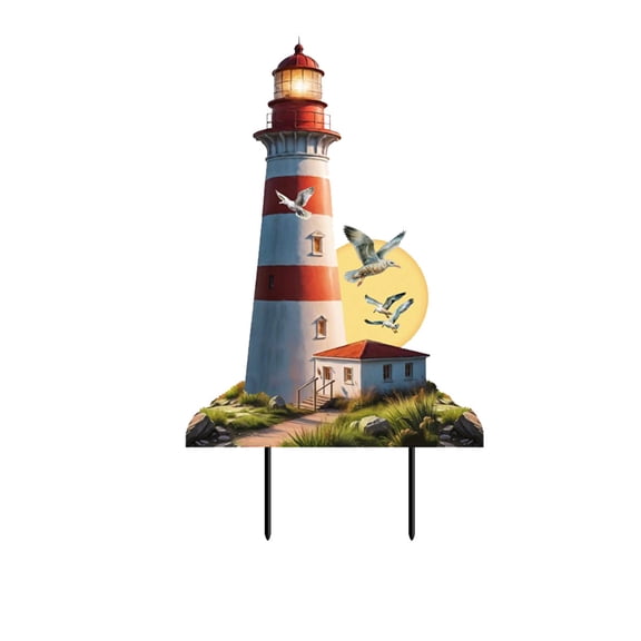 Briarwood Lane Lighthouse At Sunset Metal Art