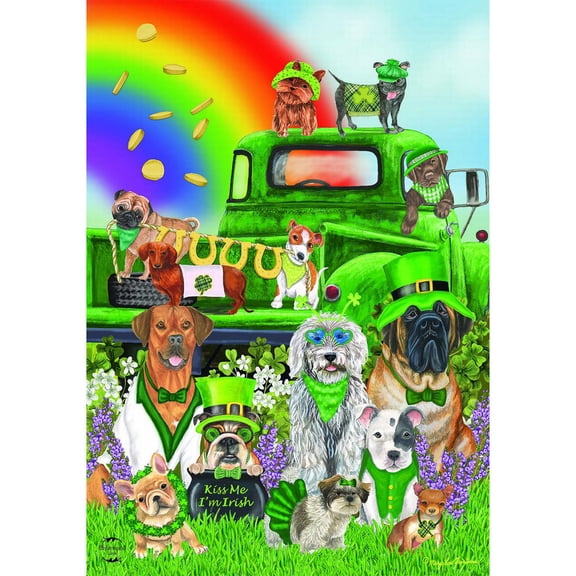 Briarwood Lane St. Patricks Day Garden Flag 12x18 For Outdoor Lucky Pups St. Patrick's Day For St. Patricks Day Dog Irish Garden Flag Garden Flag Flags For Outside