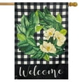 thumbnail image 1 of Briarwood Lane Magnolia Wreath Burlap House Flag, 1 of 4