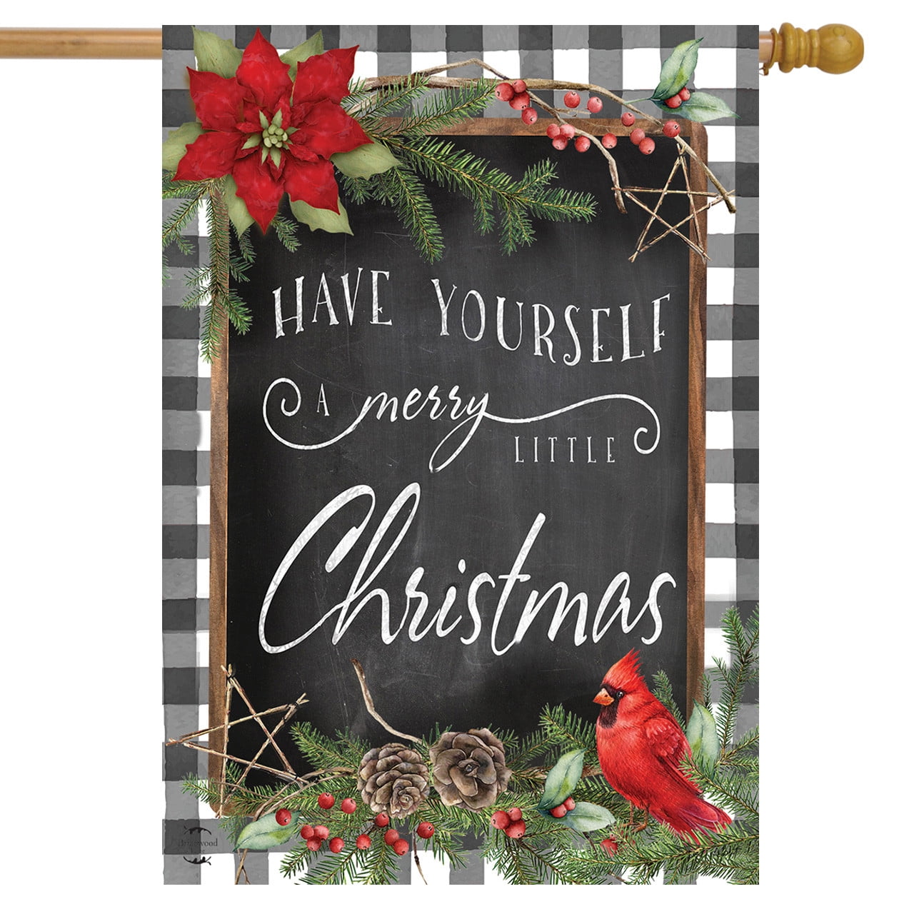 Merry Little Christmas Multi-Color Polyester Outdoor House Flag