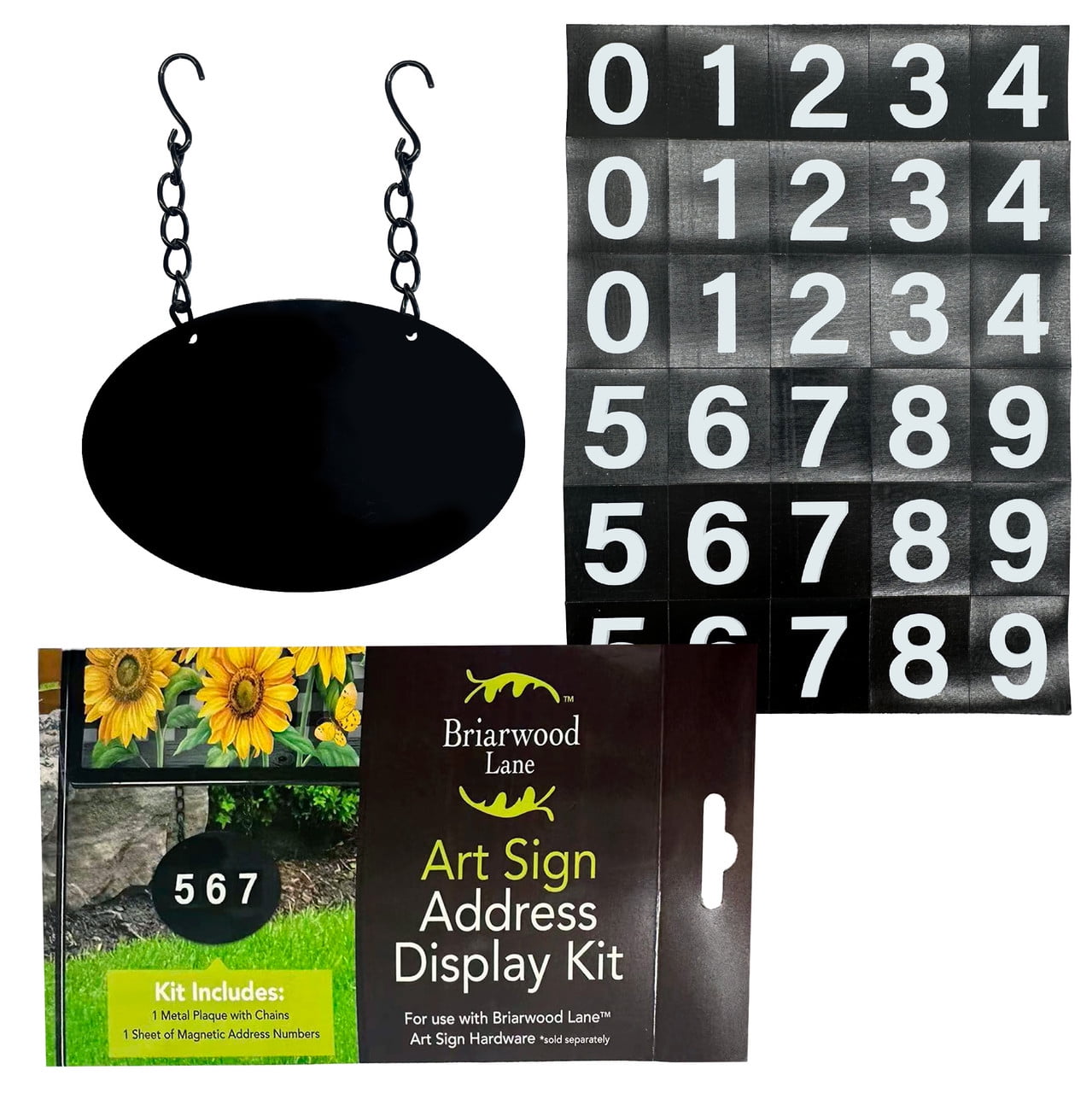 Briarwood Lane Address Marker, Metal Oval Address Placard Kit, Chains ...
