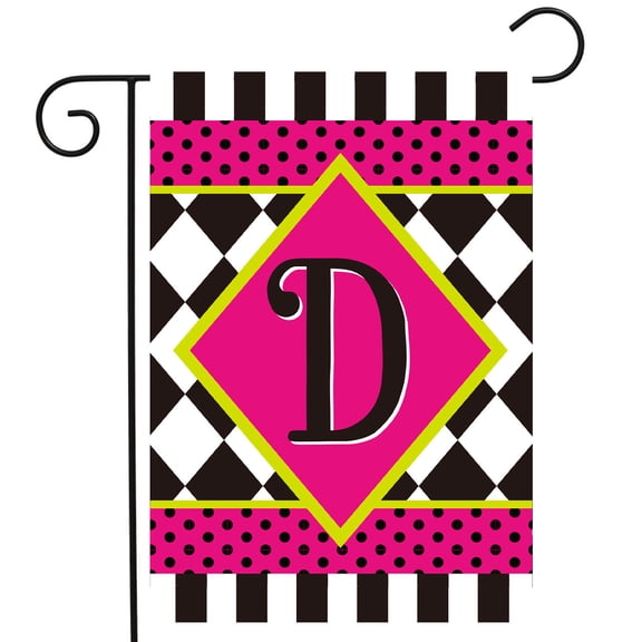 Briarwood Lane Neon Checkerboard Monogram - D Garden Flag