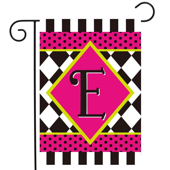Briarwood Lane Neon Checkerboard Monogram - E Garden Flag