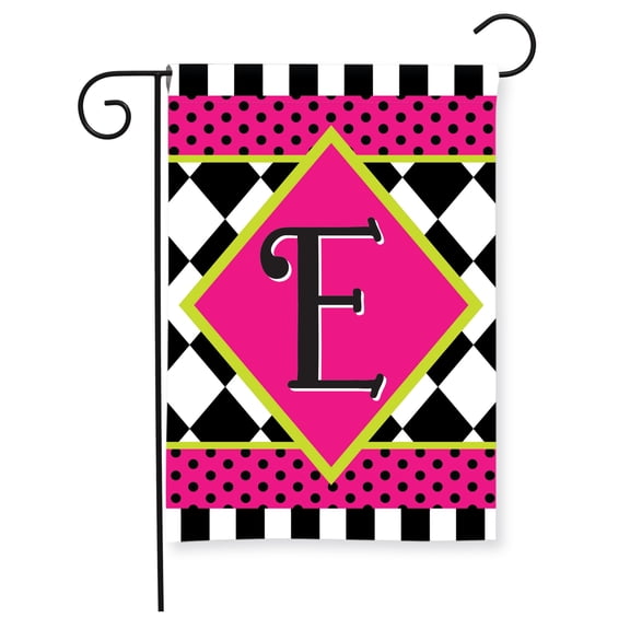 Briarwood Lane Everyday Garden Flag 12x18 For Outdoor Neon Checkerboard Monogram - E Garden Flag Flags For Outside