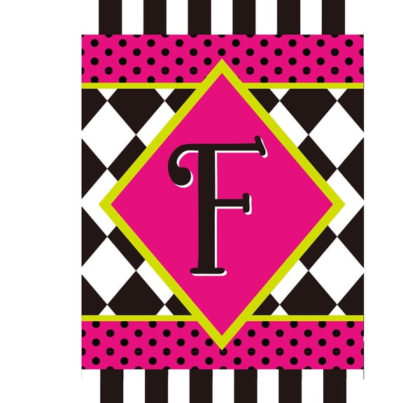 Briarwood Lane Neon Checkerboard Monogram - F Garden Flag