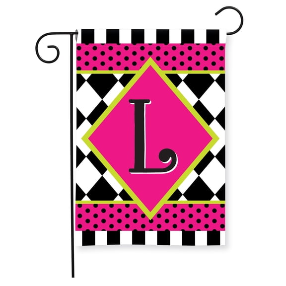 Briarwood Lane Everyday Garden Flag 12x18 For Outdoor Neon Checkerboard Monogram - L Garden Flag Flags For Outside