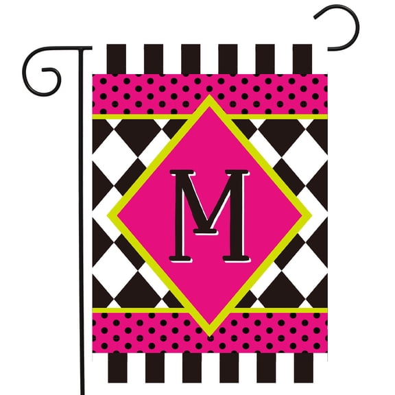 Briarwood Lane Neon Checkerboard Monogram - M Garden Flag