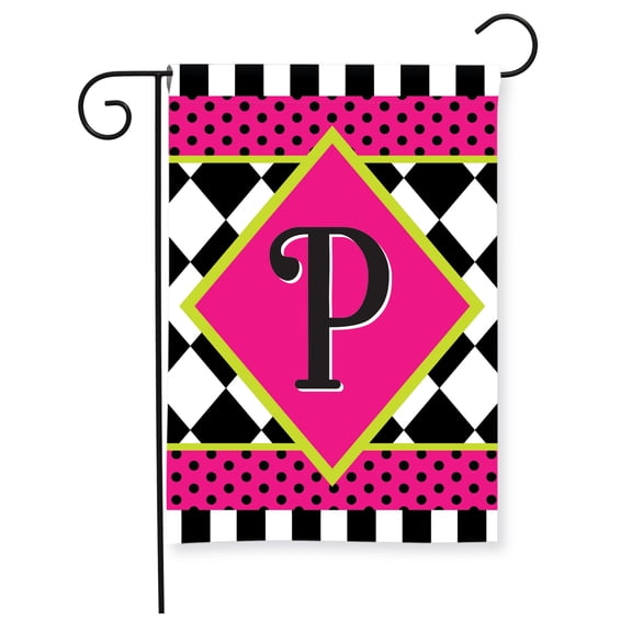 Briarwood Lane Everyday Garden Flag 12x18 For Outdoor Neon Checkerboard Monogram - P Garden Flag Flags For Outside