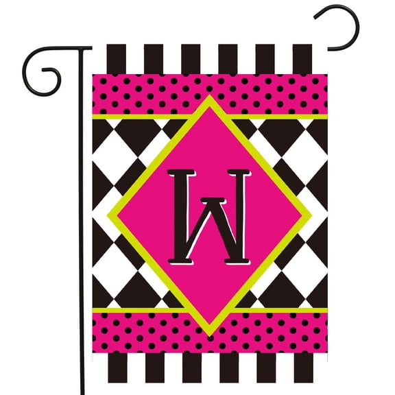 Briarwood Lane Neon Checkerboard Monogram - W Garden Flag