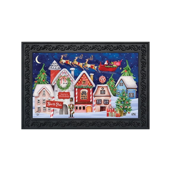 Briarwood Lane Doormat 30x18 Indoor Outdoor North Pole Magic Christmas For Christmas Doormat