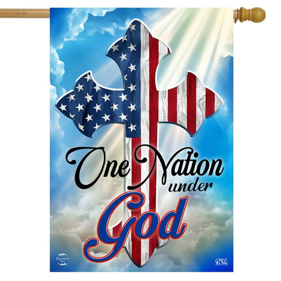 Briarwood Lane One Nation Under God Cross House Flag