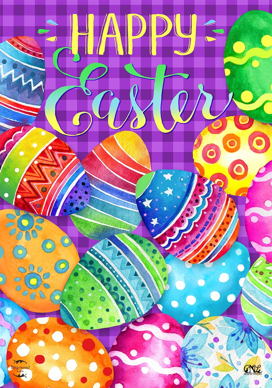 Colorful Multi-Patterned Easter Eggs Outdoor Garden Flag