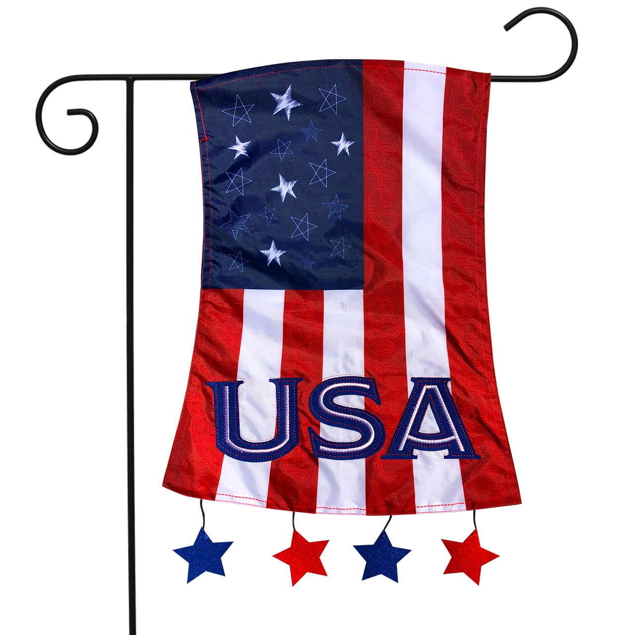 Patriotic Red and Blue Polyester Garden Flag with Stars