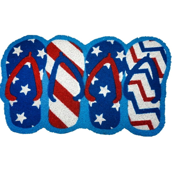 Briarwood Lane Patriotic Flip Flops Summer Natural Fiber Coir Doormat