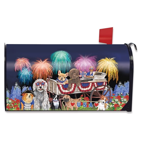 Briarwood Lane Patriotic Pups Fourth of July Magnetic Mailbox Cover