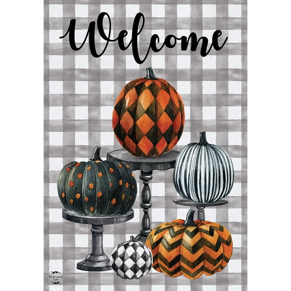 Briarwood Lane Fall Burlap Garden Flag 12x18 For Outdoor Pattern Painted Pumpkins For Fall Garden Flag Flags For Outside