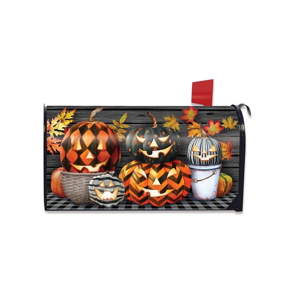 Briarwood Lane Halloween Mailbox Cover - Standard Size - Patterned Jack-O-Lanterns For Halloween Mailbox Cover