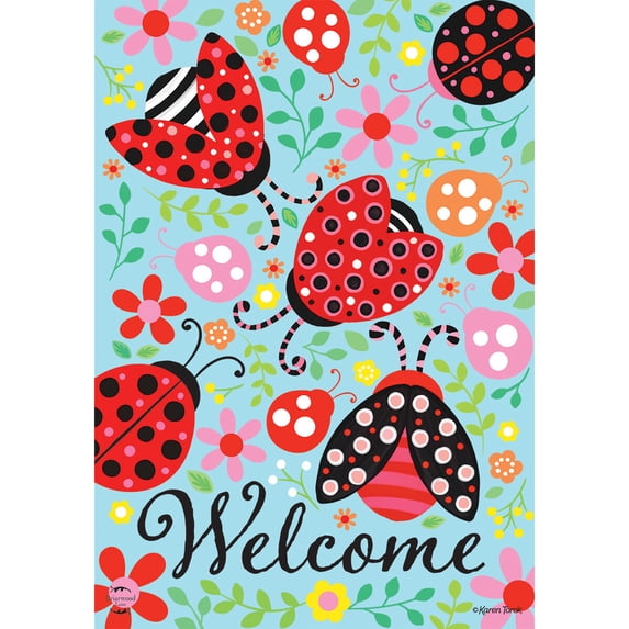 Briarwood Lane Spring House Flag 40x28 For Outdoor Patterned Ladybugs For Spring House Flag