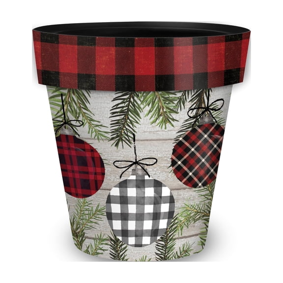 Briarwood Lane Christmas Planter 8.5" x 8.5" x 8.5" Patterned Ornaments Small For Christmas Planter