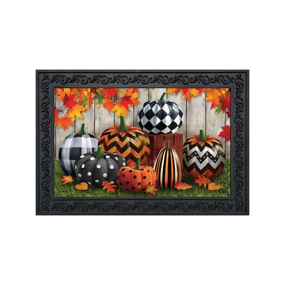 Briarwood Lane Fall Doormat 30x18 Indoor Outdoor Patterned Pumpkins Autumn For Fall Doormat