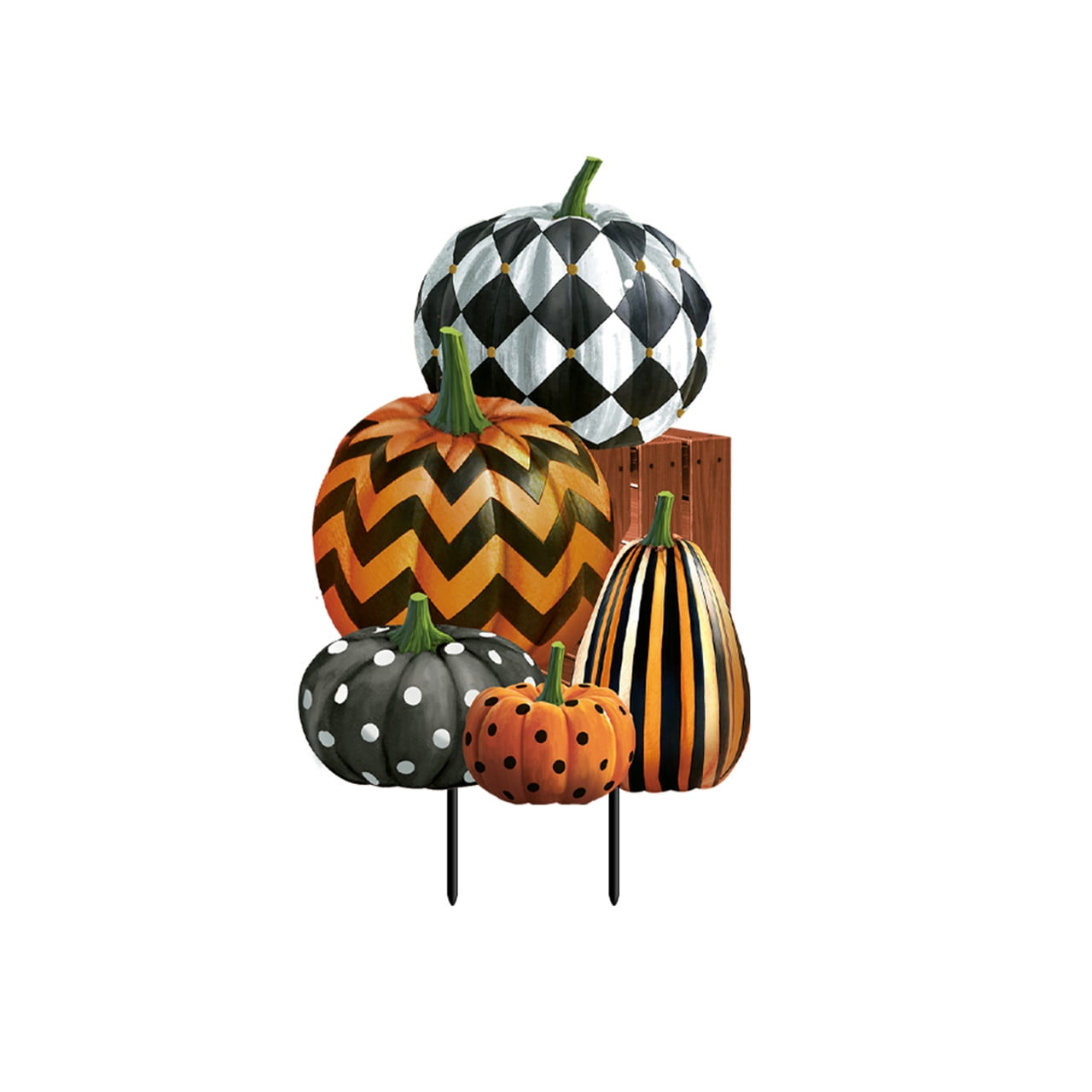 Patterned Pumpkins Fall Metal Outdoor Art Decor