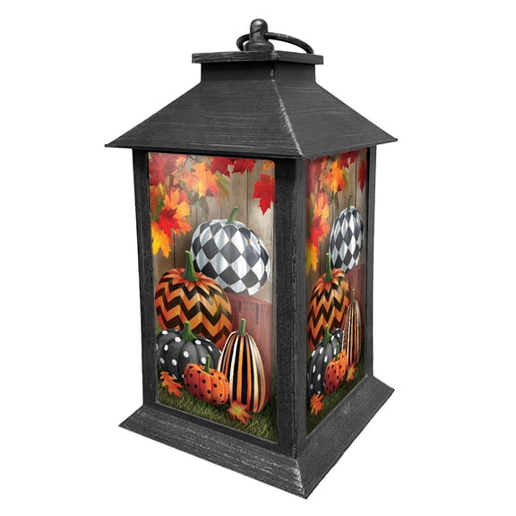 Briarwood Lane Fall Lantern 13.5" x 5.5" x 5.5" Patterned Pumpkins For Fall Lantern