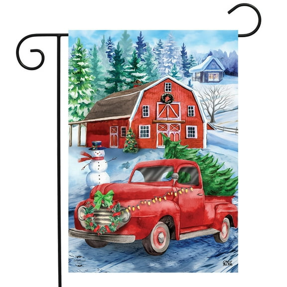 Briarwood Lane Picking Up The Tree Christmas Garden Flag