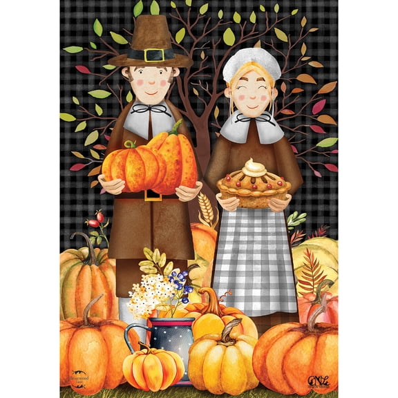 Briarwood Lane House Flag 40x28 For Outdoor Pilgrims Thanksgiving For Thanksgiving House Flag