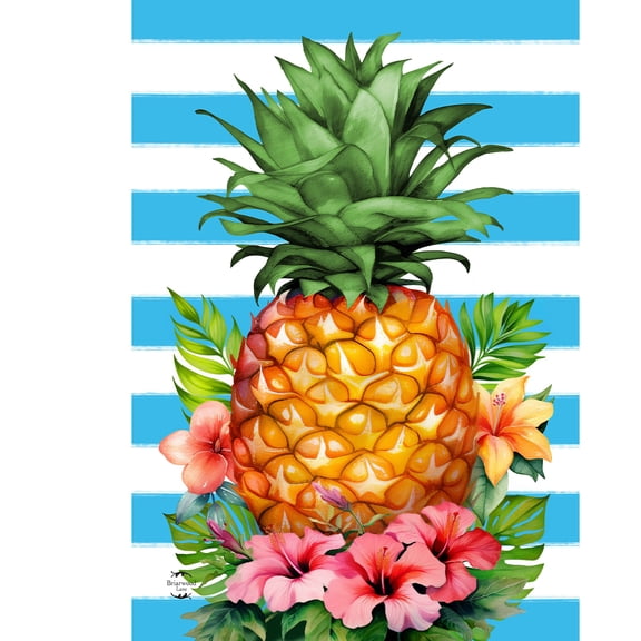 Briarwood Lane Everyday House Flag 40x28 For Outdoor Pineapple and Stripes House Flag