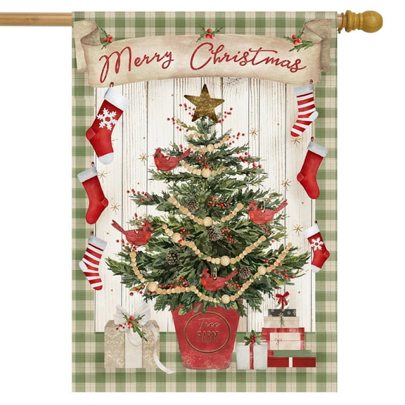 Briarwood Lane Potted Christmas Tree House Flag