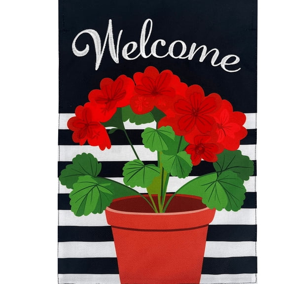 Briarwood Lane Summer Burlap Garden Flag 12x18 For Outdoor Potted Red Geraniums For Summer Garden Flag Flags For Outside