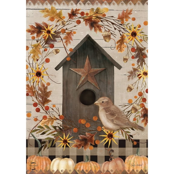 Briarwood Lane Garden Flag 12x18 For Outdoor Primitive Fall Birdhouse For Fall Garden Flag Flags For Outside
