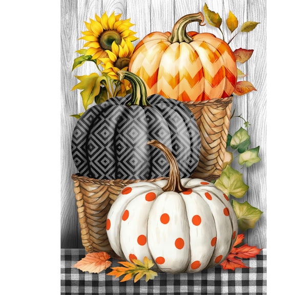 Briarwood Lane Fall House Flag 40x28 For Outdoor Pumpkin Basket Stack For Fall House Flag