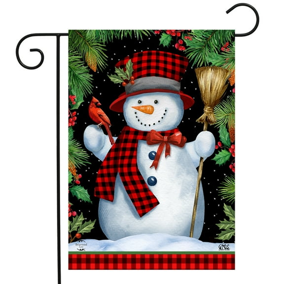 Briarwood Lane Red Checkered Snowman Winter Garden Flag