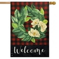 thumbnail image 1 of Briarwood Lane Red Magnolia Wreath Burlap Winter House Flag, 1 of 4