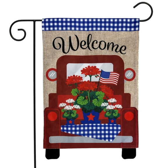 Briarwood Lane Red Truck Burlap Patriotic Garden Flag